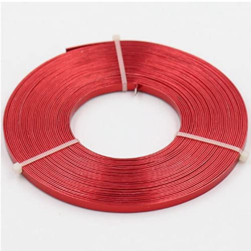4 m flacher Aluminiumdraht – 5 mm x 1 mm Basteldraht for DIY-Projekte, Schmuckherstellung und Bildhauerei(Red) von SASAS