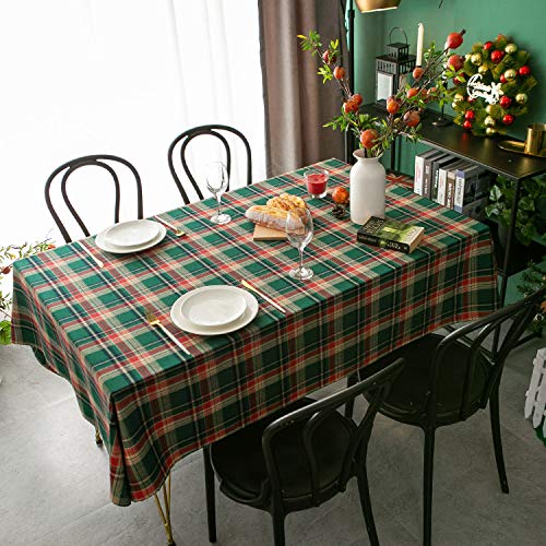 SASIGAYA Karierte Tischdecke Weihnachten Tischdecke Vintage Karierte Tischdecke，Polyester-Baumwolle Waschbar für Weihnachts Party Küche Hochzeit Tischtuch Dekoration，Verschiedene Größen（140×180cm） von SASIGAYA