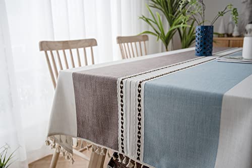 SASIGAYA Tischdecke Rechteckig 140×180cm mit Quasten,Wasserdicht Baumwolle Leinen Tischtuch Abwaschbar,Fleckschutz Boho Blau-Braun Tischdecke Modern für Küche Esstisch Dekoration Garten-Tischtücher SASIGAYA Tischdecke Rechteckig 140×180cm mit Quasten,Wasserdicht Baumwolle Leinen Tischtuch Abwaschbar,Fleckschutz Boho Blau-Braun Tischdecke Modern für Küche Esstisch Dekoration Garten-Tischtücher von SASIGAYA