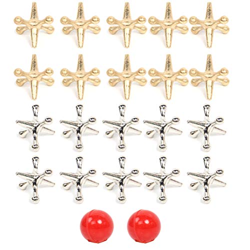 SASKATE 2 Sets Retro -Metal -Jacks und Ballspiel mit 2 Bouncy Bällen Klassisches Jack -Spiel für Partyvorbevorzugungen Spielpreise für Kinder und Erwachsene (A) von SASKATE