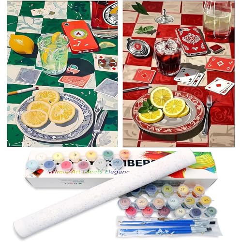 SASMoiyug Malen Nach Zahlen Erwachsene，DIY Poker Malen nach Zahlen Kit Mit Knitterfreie Leinwand 6 Pinseln und Acrylfarbe Handgemalt Paint by Numbers Erwachsene für Home Deko，Ohne Rahmen 30 X 40CM（A） von SASMoiyug