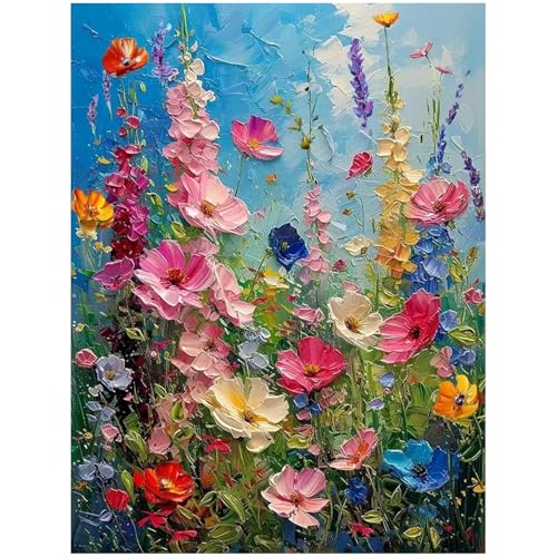 SASMoiyug Malen nach Zahlen Erwachsene, DIY Handgemalt Ölgemälde Blumen Kit Paint by Numbers Adult Mit 3 Pinseln und Acrylfarbe knitterfreie leinwand Kit 40 X 50 CM Ohne Rahmen (C) von SASMoiyug