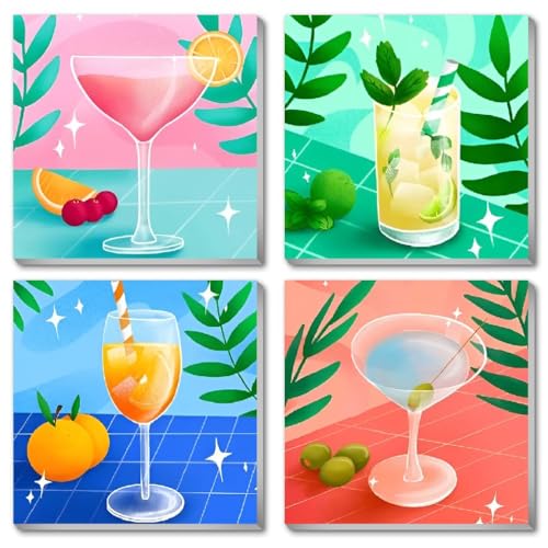 SASMOIYUG Malen nach Zahlen Set für Erwachsene | DIY-Acryl-Kunst-Kit für Anfänger - 4 Leinwand Malerei Projekte mit Pinsel + Farbe, 20x20cm Non-Wrinkle Leinwand (A) von SASMOIYUG