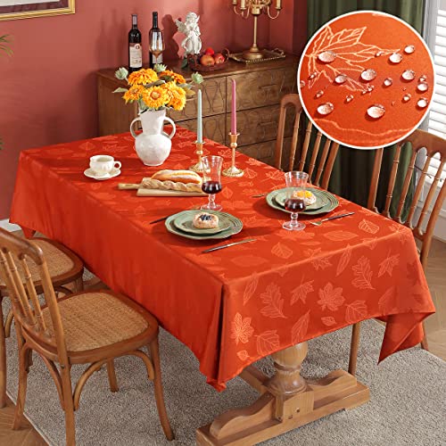 Jacquard-Tischdecke mit Ahornblättern, für rechteckige Tische, 132 x 182 cm, auslaufsicher, knickfrei, Herbst-Damast-Tischdecke, dicker Stoff, Tischdecke für Herbst, Ernte, Erntedankfest, Urlaub, Jacquard-Tischdecke mit Ahornblättern, für rechteckige Tische, 132 x 182 cm, auslaufsicher, knickfrei, Herbst-Damast-Tischdecke, dicker Stoff, Tischdecke für Herbst, Ernte, Erntedankfest, Urlaub, von SASTYBALE