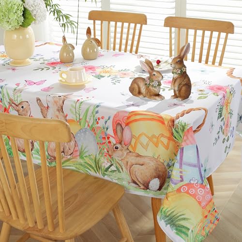 Oster-Tischdecke, Oster-Tischdecke, rechteckig, mit Häschen und Eiern, Oster-Tischdecke, Aquarell, Kaninchen, Tischdecke für Frühling, Esszimmer, Innen- und Außenbereich, 152 x 213 cm, bunt Oster-Tischdecke, Oster-Tischdecke, rechteckig, mit Häschen und Eiern, Oster-Tischdecke, Aquarell, Kaninchen, Tischdecke für Frühling, Esszimmer, Innen- und Außenbereich, 152 x 213 cm, bunt von SASTYBALE
