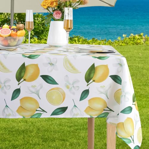 SASTYBALE Outdoor-Tischdecke mit Schirmloch und Reißverschluss, sommerliche Zitronen-Tischdecke, knitterfrei, auslaufsicher und öldicht, Tischdecke für Sommer, Party, Picknick, Abendessen (rechteckig, SASTYBALE Outdoor-Tischdecke mit Schirmloch und Reißverschluss, sommerliche Zitronen-Tischdecke, knitterfrei, auslaufsicher und öldicht, Tischdecke für Sommer, Party, Picknick, Abendessen (rechteckig, von SASTYBALE