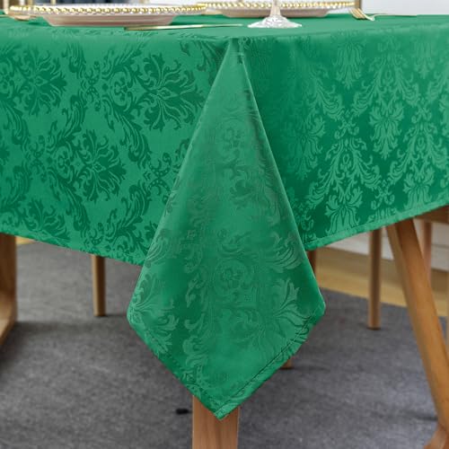 SASTYBALE Rechteckige Jacquard-Tischdecke, Damast-Tischdecke, auslaufsicher, knitterfrei, weiches Polyester, längliche Tischdecke für Küche, Abendessen, Partys (Dunkelgrün, 60 x 102 cm) von SASTYBALE