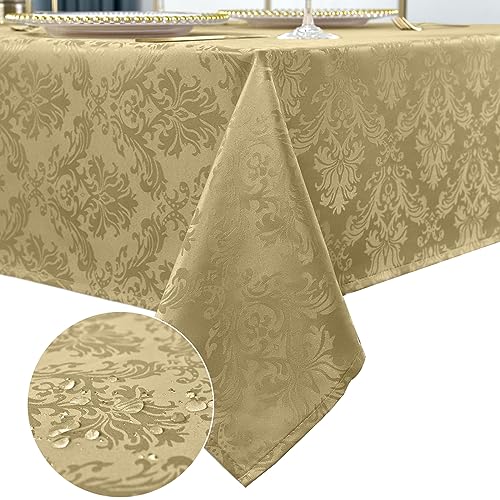 SASTYBALE Rechteckige Jacquard-Tischdecke, knitterfrei, wasserfest, weich, aus Polyester, längliche Tischdecke für Küche, Partys, Tischplatte, 132 x 177,8 cm, Braun (Autumn Glow) von SASTYBALE
