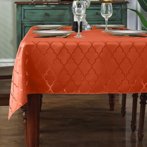 SASTYBALE Rechteckige Tischdecke, Jacquard-Tischdecke, auslaufsicher, staubdicht, Tischdecke für Herbst, Küche, Esstisch, Tischdekoration (132 x 178 cm (4–6 Sitze), Burnt Orange von SASTYBALE