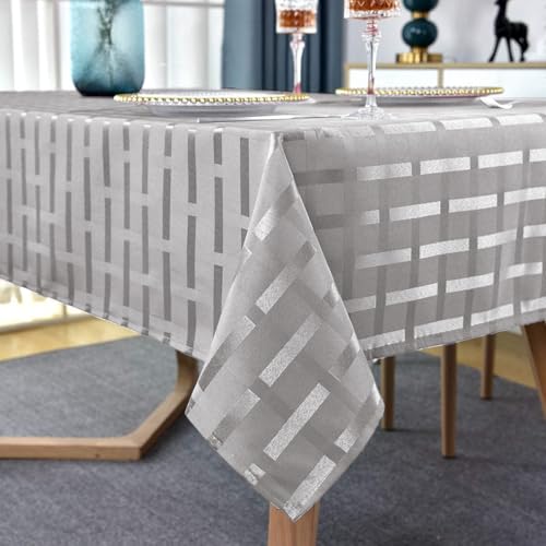 SASTYBALE Rechteckige Tischdecke, Stoff, Tischdecke, auslaufsicher, knitterfrei, Vintage-Tischabdeckung für Küche, Hochzeit, Bankett, Party, 132x182 (4–6 Sitze), Grau) von SASTYBALE