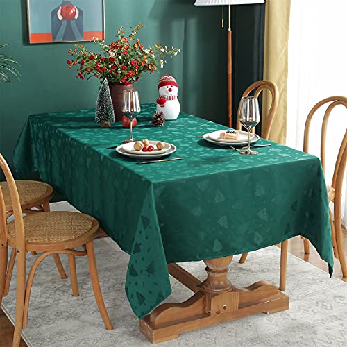 Weihnachts-Tischdecke, rechteckig, Jacquard-Tischdecke, auslaufsicher und knitterfrei, mit Weihnachtsbäumen für Esszimmer & Urlaubsdekoration (grün, rechteckig/länglich, 152,4 x 259,1 cm (8-10 Sitze) von SASTYBALE