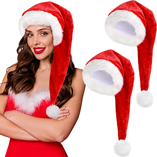 SATINIOR 2 Weihnachtsmütze Unisex Nikolausmützen Weihnachtshaarschmuck Hut für Erwachsene Urlaub Familie Weihnachten Weinachtsmann (Rot, Samt) von SATINIOR