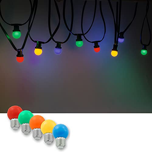 SATISFIRE Illu-/Partylichterkette 10m | Außenlichterkette, 10 x bunte LED Lampe - SOMMERDEAL von SATISFIRE