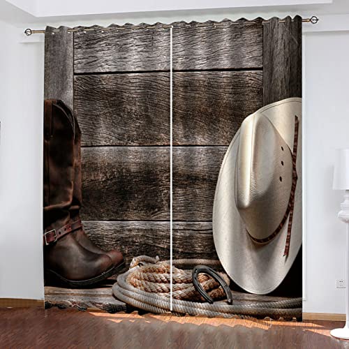 SATUSA Verdunkelungsvorhänge 3D Vintage-Western-Cowboy Muster Ösen Vorhang 2Er Set 200X214Cm Verdunkelungsvorhang Blickdicht Fenstergardinen Kinderzimmer Schlafzimmer Wohnzimmer Thermovorhang SATUSA Verdunkelungsvorhänge 3D Vintage-Western-Cowboy Muster Ösen Vorhang 2Er Set 200X214Cm Verdunkelungsvorhang Blickdicht Fenstergardinen Kinderzimmer Schlafzimmer Wohnzimmer Thermovorhang von SATUSA