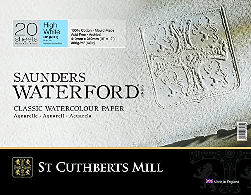 ST CUTHBERTS MILL - Saunders Waterford – Block 20 Blatt 41 x 31 cm 4-seitig verleimt – 300 g/m² – feine Körnung, extra weiß ST CUTHBERTS MILL - Saunders Waterford – Block 20 Blatt 41 x 31 cm 4-seitig verleimt – 300 g/m² – feine Körnung, extra weiß von SAUNDERS WATER FORD SERIES