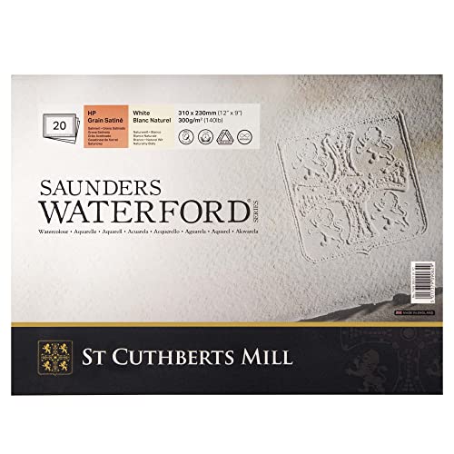 St Cuthberts Mill Saunders Waterford Aquarellpapier T45930001011C: 300 g/m², Satiniert, Aquarellblock 31 x 23 cm, rundumgeleimt, 20 Blatt weiß von SAUNDERS WATER FORD SERIES