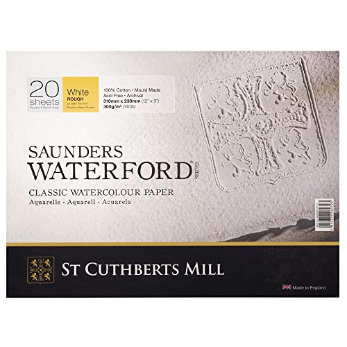 St Cuthberts Mill Saunders Waterford Aquarellpapier T46630051011C: 300 g/m², Grobkorn, Aquarellblock 31 x 23 cm, rundumgeleimt, 20 Blatt, Extraweiß St Cuthberts Mill Saunders Waterford Aquarellpapier T46630051011C: 300 g/m², Grobkorn, Aquarellblock 31 x 23 cm, rundumgeleimt, 20 Blatt, Extraweiß von SAUNDERS WATER FORD SERIES