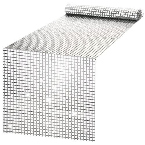 1 Stück 30x274cm Silber Disco Tischläufer, Discokugel Tischläufer Glitzer Disco Party Tischläufer Spiegelfolie Tischläufer Partyzubehör Geburtstagsparty Dekoration Pailletten Tischdecke von SAVITA