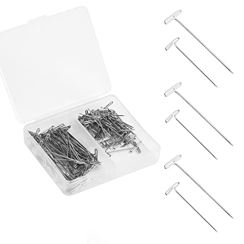 100 Stück T Nadeln für Perückenköpfe, 27mm&38mm Gerade Perückennadeln mit Einer Kunststoffbox T-Nadeln zum Basteln Stricken Nähen Schmuck (Silber) von SAVITA