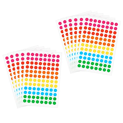 1056 Stück Farbige Punkte, 8mm Mixed Farben Runde Farbige Etiketten Selbstklebend Leicht Abziehbar Punkt-aufkleber für Wand Tagebuch Planer Scrapbooking Klassenzimmer (6 Farben) von SAVITA