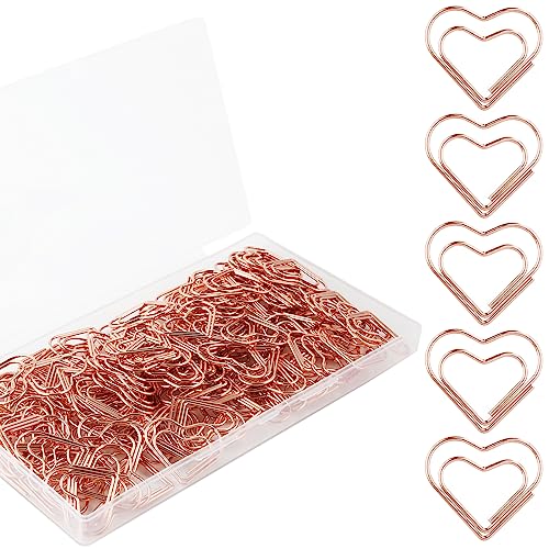 SAVITA 150 Mini-Büroklammern, Niedliche Liebe Herz Edelstahl, Roségold, 1.0 inches von SAVITA