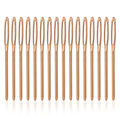 16 Stück Nähnadeln Großes öhr, 7 cm Nadeln Stumpf Sewing Needles Gobelin Nadeln Wollnadeln Handnähnadeln Metal Nadel Sticknadeln für Häkelprojekte (Roségold) von SAVITA