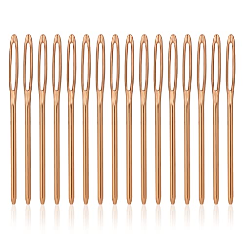 16 Stück Nähnadeln Großes öhr, 7 cm Nadeln Stumpf Sewing Needles Gobelin Nadeln Wollnadeln Handnähnadeln Metal Nadel Sticknadeln für Häkelprojekte (Roségold) von SAVITA