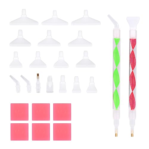 25 Stück Diamond Painting Stifte Set, Diamond Painting Zubehör Stift Komfortgriff Ergonomisch Diamond Painting Stift für Diamantmalerei-Hobby (Rot, Grün) von SAVITA