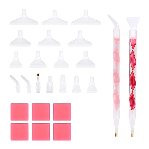 25 Stück Diamond Painting Stifte Set, Diamond Painting Zubehör Stift Komfortgriff Ergonomisch Diamond Painting Stift für Diamantmalerei-Hobby (Rot, Rosa) von SAVITA