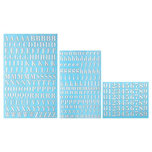 3 Bögen Alphabet-Nummern-Aufkleber, Glitzer-Metall-Mini-Buchstaben-Aufkleber, Nummern-Aufkleber, Groß- und Kleinbuchstaben, Zahlen für Scrapbooking, DIY-Basteln (Silber, 9 mm) von SAVITA