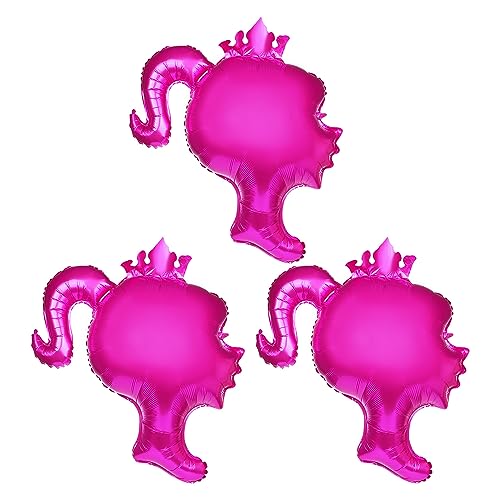 3 Stück Rosa Mädchenkopf-Luftballons, 76,2 x 63,5cm Prinzessinnen Luftballon Pink-Puppenballons Folienballons Puppenballons Luftballons für Geburtstagsfeier (Hellrosa) von SAVITA