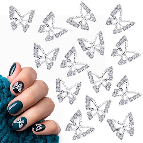30 Stück 3d Schmetterlinge Nägel, Legierung Schmetterling Nagel Charms Hohl Schmetterlings-Dekoration für Nägel DIY-Maniküre-Design Frauen Mädchen (Silber) von SAVITA