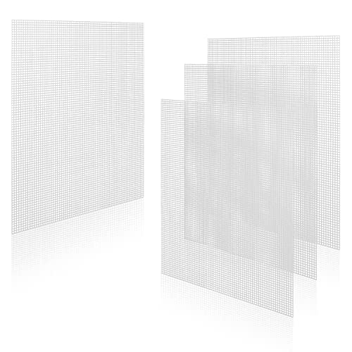 4 Blatt Kunststoff Leinwand, 33x26cm 7 CT Transparent Mesh Canvas Sheets Plastic zum Sticken Kunststoff Aida Plastic Canvas Kreuzstich Kunststoffgitter zum Basteln DIY-Häkelprojekte (Weiß) von SAVITA
