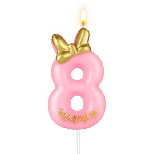 SAVITA 5,8 cm Rosa Geburtstagskerze mit Schleifenknoten für Mädchen - Unparfümiert SAVITA 5,8 cm Rosa Geburtstagskerze mit Schleifenknoten für Mädchen - Unparfümiert von SAVITA