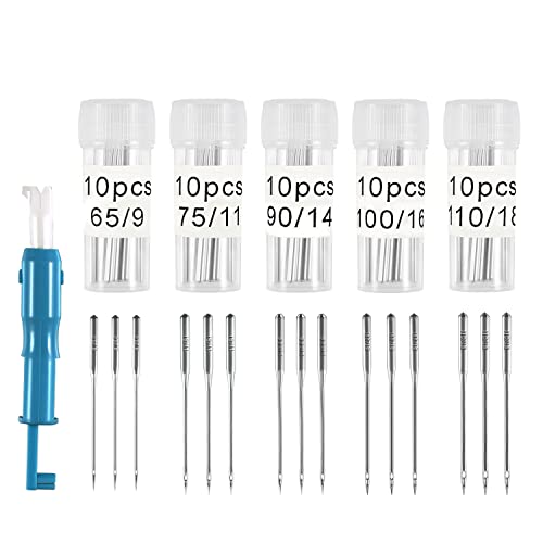 50 Stück Nähmaschine Nadel Set Sortiert Universal Hax1 65/9 75/11 90/14 100/16 110/18 mit einem Nadeleinfädler für Bernina Kenmore Singer Brother Janome Schmetz 50 Stück Nähmaschine Nadel Set Sortiert Universal Hax1 65/9 75/11 90/14 100/16 110/18 mit einem Nadeleinfädler für Bernina Kenmore Singer Brother Janome Schmetz von SAVITA