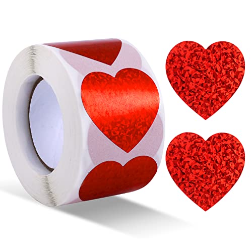 500 Stück Valentinstag Herz Aufkleber, 3,8 cm Herz-Sammelalbum-Sticker, Liebesaufkleber für Valentinstag, Jubiläum, Hochzeit, Geburtstag, DIY-Verschönerung (Rot) von SAVITA
