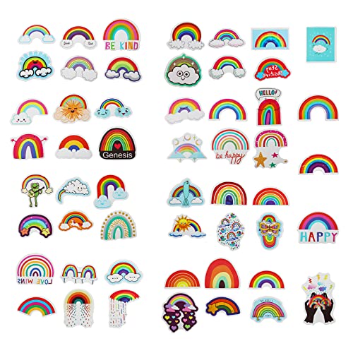 52 Blatt Regenbogen Aufkleber, Sticker Rainbow Regenbogenstreifen Aufkleber Aaufkleber Regenbogen Boho für Viel Glück für Wasserflasche Telefon Schreibtisch Schule Bürobedarf von SAVITA