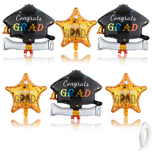 6 Stück Graduierungskappen-Luftballons und Pentagramm-Luftballons, Sternenballons Klasse von 2023 Große Ballon Party Deko 3 Abschlusshut-Luftballons und 3 Stern-Luftballons 6 Stück Graduierungskappen-Luftballons und Pentagramm-Luftballons, Sternenballons Klasse von 2023 Große Ballon Party Deko 3 Abschlusshut-Luftballons und 3 Stern-Luftballons von SAVITA