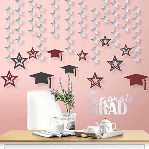 Abschlussfeier Dekoration, Deko für Abschlussfeier Abschlussbanner-Hintergrund Glänzend Sternengirlanden für Zuhause Klassenzimmer (Schwarz, Silber, Rot) von SAVITA