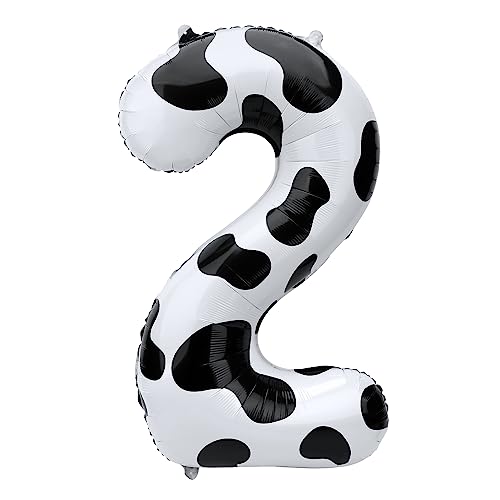 Cow Balloons, 101,6 cm Niedlich Zahlenballons Wiederverwendbar Kuh-Geburtstagsdekorationen Bauernhof-Motto-Geburtstagsparty-Zubehör für Kinder (Nummer 2) von SAVITA