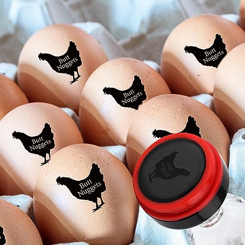 Eierstempel, Süß Eierstempel Personalisiert mit Stempelkissen Eierstempel für Frische Eier für Bauernhof Hühnerstall Bauernbedarf (Gravur mit "Butt Nuggets") von SAVITA