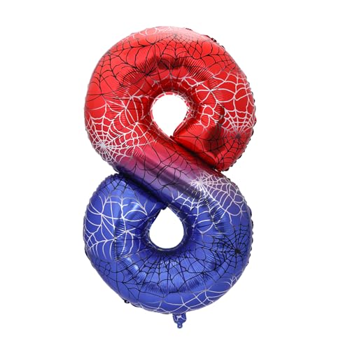 Folienballon mit Spinnenmotiv und Zahlen, 101,6 cm Aluminiumfolie Rot Cartoon-Partydekoration für Jungen Geburtstag Babyparty Jubiläumsbedarf (Zahl 8) von SAVITA