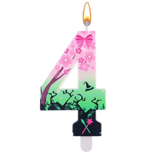 Geburtstagskerze mit Hexenthema, Rosa und Grüne Zahlen Geburtstagskerzen für Geburtstagsfeier Hochzeit Jubiläum Dekoration(Nummer 4) von SAVITA