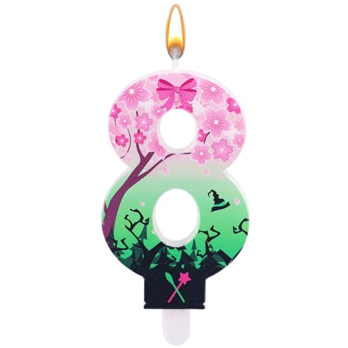 Geburtstagskerze mit Hexenthema, Rosa und Grüne Zahlen Geburtstagskerzen für Geburtstagsfeier Hochzeit Jubiläum Dekoration(Nummer 8) von SAVITA