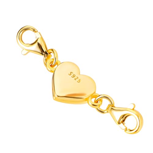 Herz Magnet Schmuckverschlüsse, 925er Sterlingsilber Schmuck Karabinerverschluss Doppel Karabiner Verschlüsse für Halskette Armband DIY Schmuckherstellung (14 Karat Vergoldet) von SAVITA
