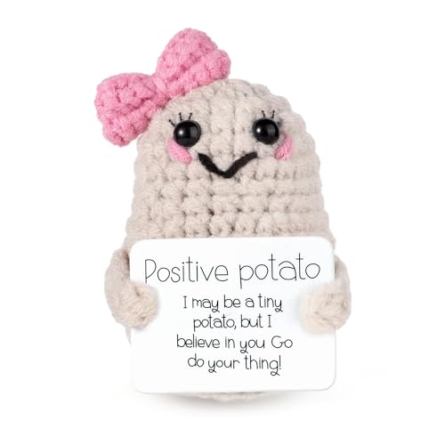 Lustige Positive Kartoffel, 7,6cm Niedlich Positive Potato Gestrickte Kartoffelpuppe mit Ermutigung Schleifenstil für Frauen für Weihnachten Geburtstag Valentinstag Partydekoration Lustige Positive Kartoffel, 7,6cm Niedlich Positive Potato Gestrickte Kartoffelpuppe mit Ermutigung Schleifenstil für Frauen für Weihnachten Geburtstag Valentinstag Partydekoration von SAVITA
