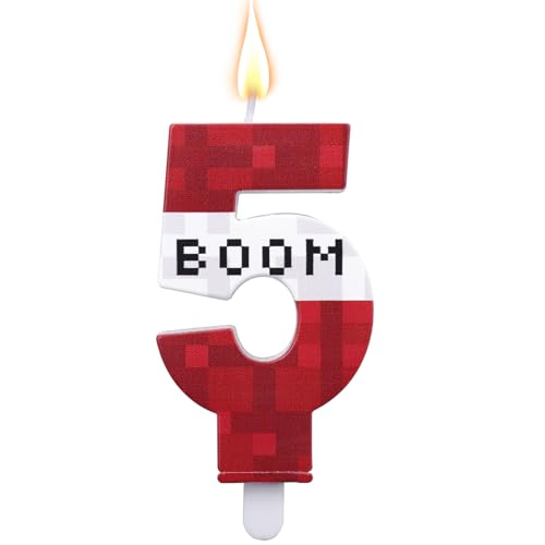Pixel Kerze, Geburtstagsdeko Zahlen Kerzen Cupcake Topper Pixel Geburtstagsdekorationen für Jungen und Mädchen Abschlussfeiern Hochzeitsfeiern (Nummer 5) von SAVITA