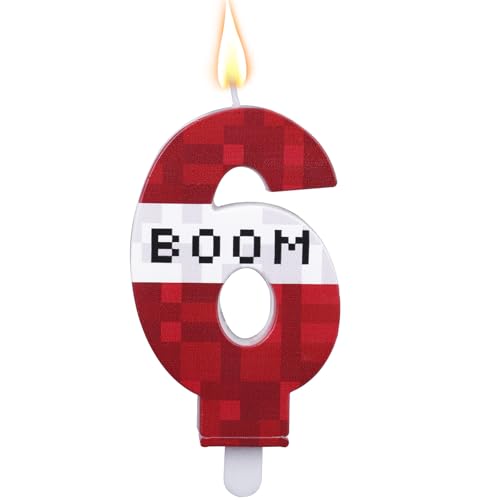 Pixel Kerze, Geburtstagsdeko Zahlen Kerzen Cupcake Topper Pixel Geburtstagsdekorationen für Jungen und Mädchen Abschlussfeiern Hochzeitsfeiern (Nummer 6) von SAVITA