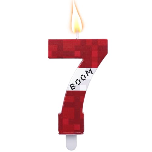 Pixel Kerze, Geburtstagsdeko Zahlen Kerzen Cupcake Topper Pixel Geburtstagsdekorationen für Jungen und Mädchen Abschlussfeiern Hochzeitsfeiern (Nummer 7) von SAVITA