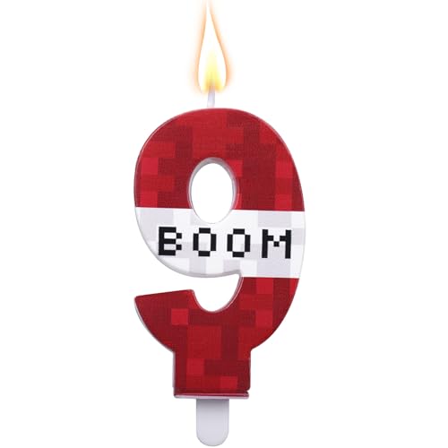 Pixel Kerze, Geburtstagsdeko Zahlen Kerzen Cupcake Topper Pixel Geburtstagsdekorationen für Jungen und Mädchen Abschlussfeiern Hochzeitsfeiern (Nummer 9) von SAVITA